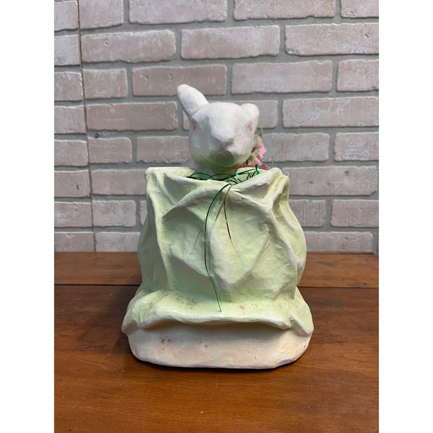 RARE Vintage Easter Bunny Store Display Paper Mache Pulp Candy Container Large 12"