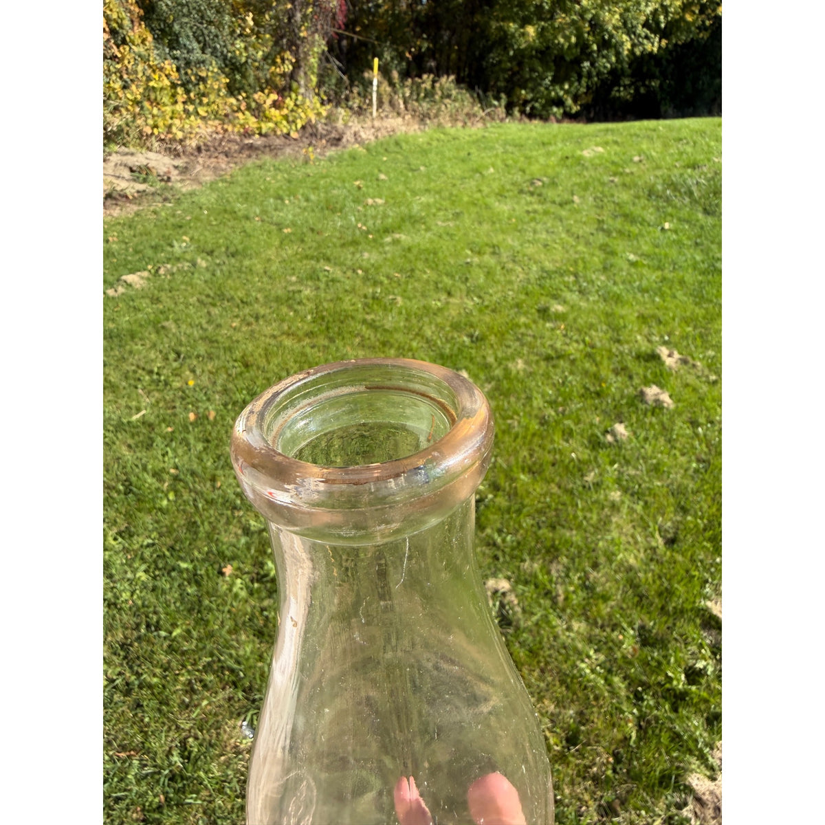 RARE Vintage ES Mason Raw Milk Stevens Point Wis WI Quart Embossed Dairy Bottle