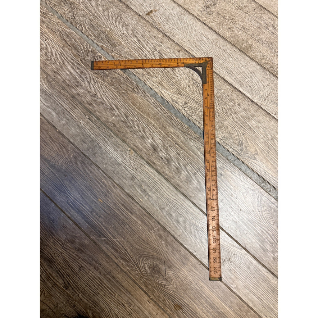 Antique 24" X 12" Ornate Tailor's Dressmakers Wooden Square Measuring Rule Carpentry Tool