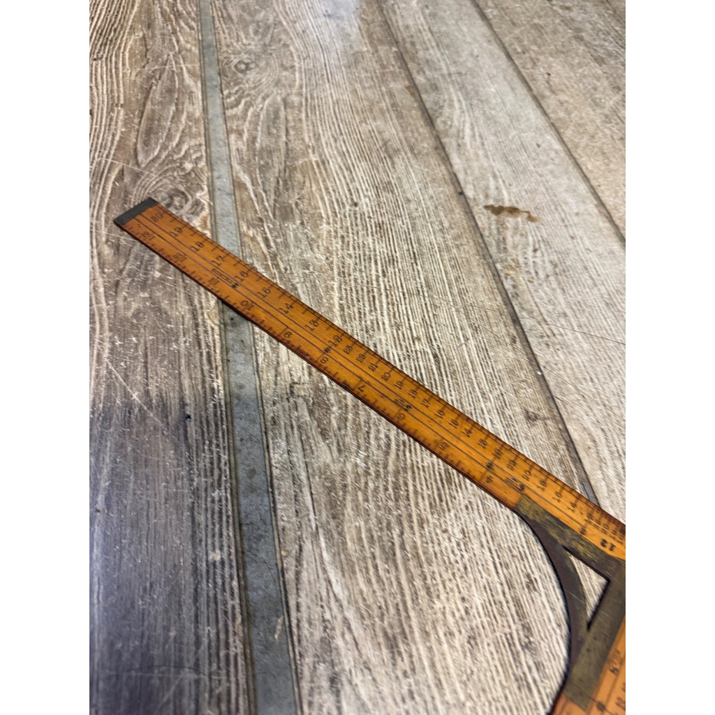 Antique 24" X 12" Ornate Tailor's Dressmakers Wooden Square Measuring Rule Carpentry Tool