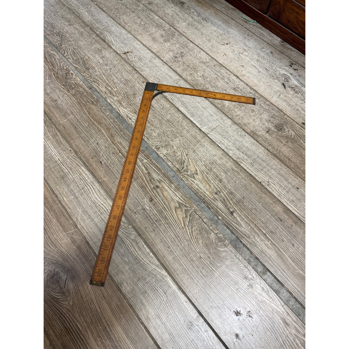 Antique 24" X 12" Ornate Tailor's Dressmakers Wooden Square Measuring Rule Carpentry Tool