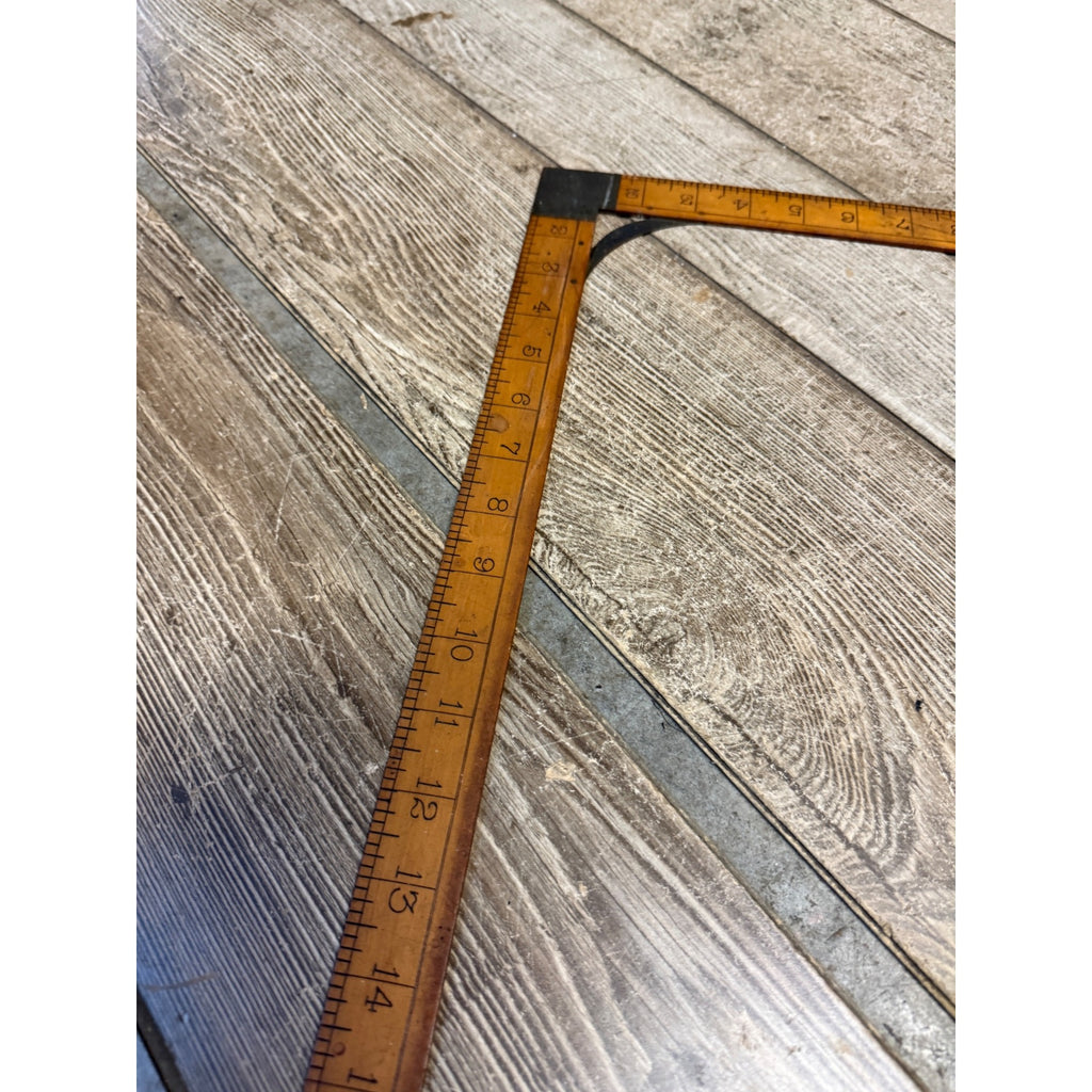 Antique 24" X 12" Ornate Tailor's Dressmakers Wooden Square Measuring Rule Carpentry Tool