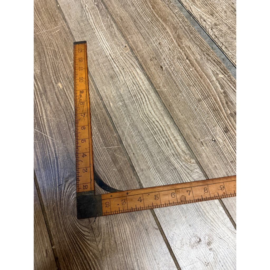 Antique 24" X 12" Ornate Tailor's Dressmakers Wooden Square Measuring Rule Carpentry Tool