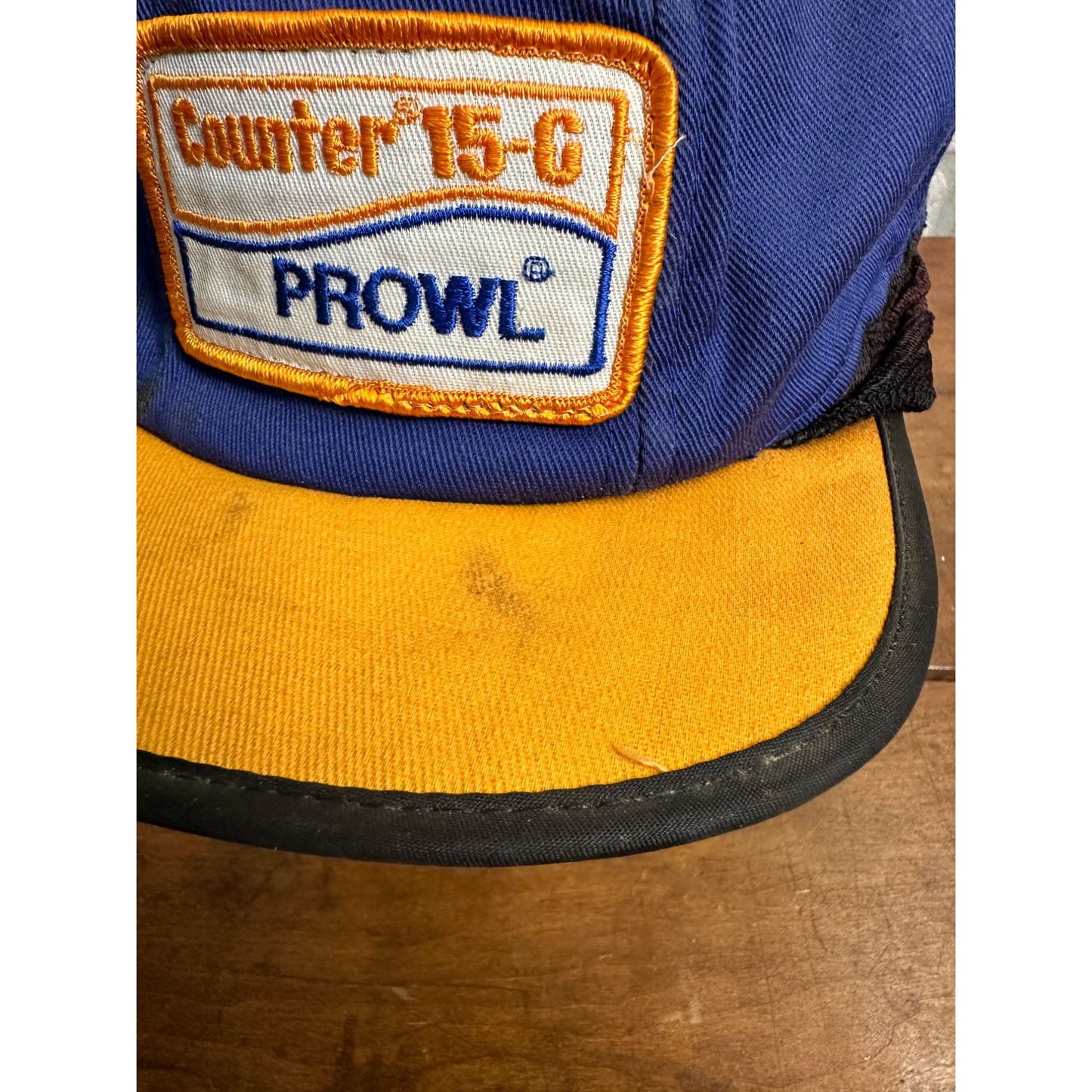 Vintage Yellow Blue Counter 15-C Prowl Agriculture Ag Farm hat Snapback Cap