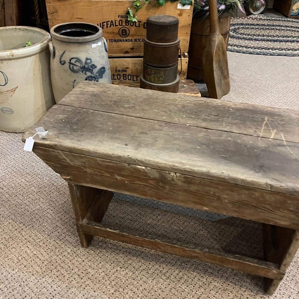 Antique Wooden Garden Bench Entryway Stool Plant Stand