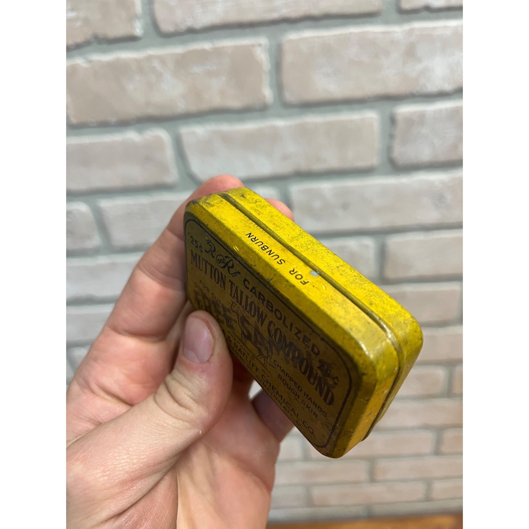 Vintage Roosa & Ratliff Mutton Tallow Tin Burn Quack Medicine Sample