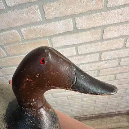 Antique Original Paint Evans Wooden Duck Decoy Mammoth Canvasback Drake