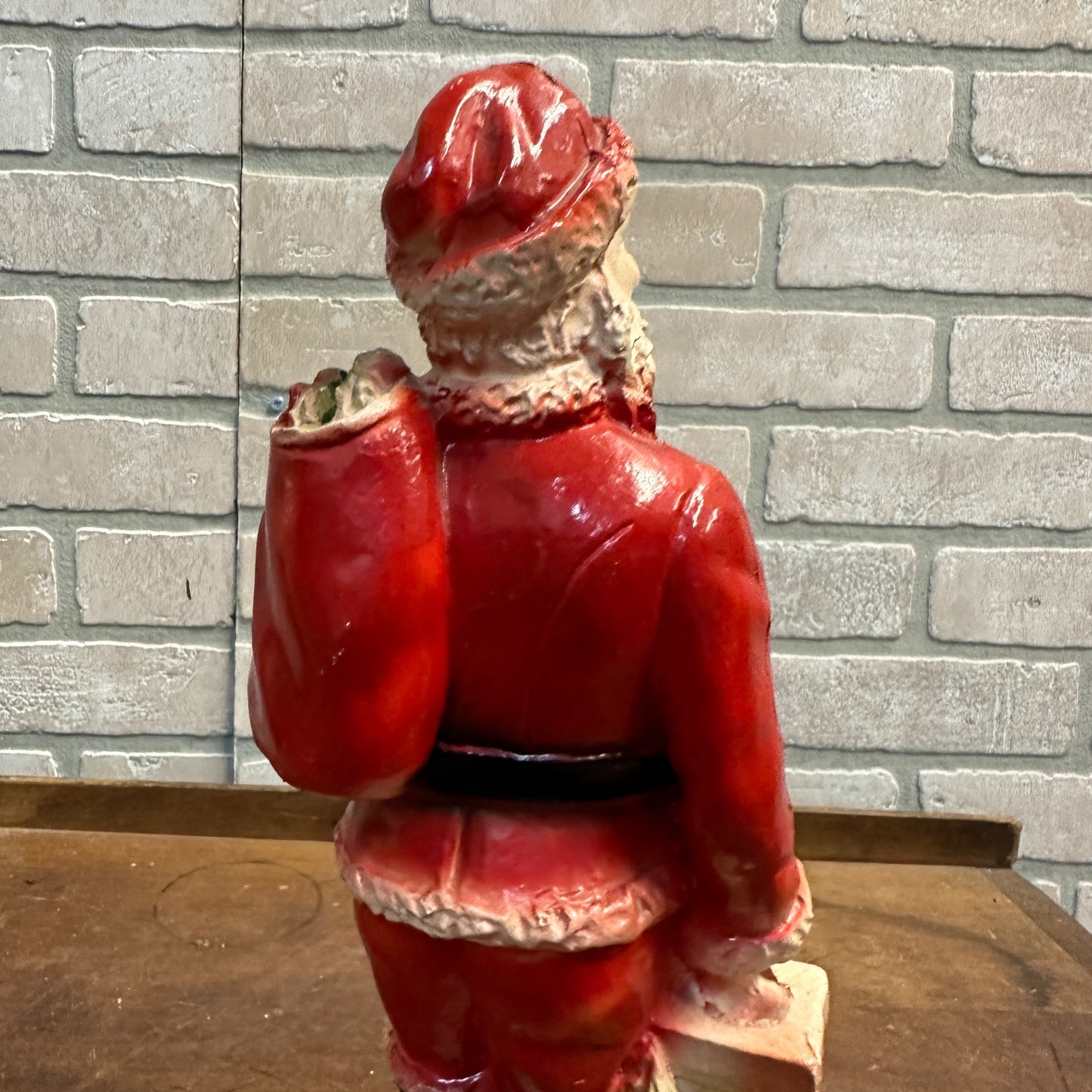 Antique Vintage 1930s Santa Claus & Chimney Plaster Chalkware Coin Bank 13.5"