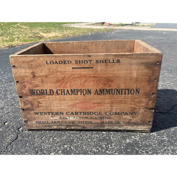 Vintage Western Cartridge Co. 12ga Empty Wooden Shell Crate Box Ammo