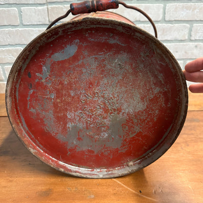 VINTAGE 1920S PROTECTION GAS SAFETY CAN GEO W DIENER RED ANTIQUE 5 GALLON