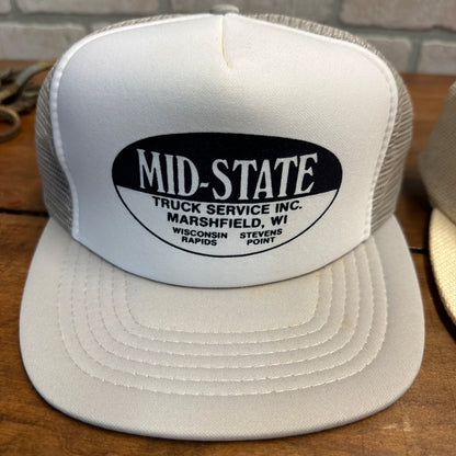 (2) MID-STATE TRUCK SERVICE TRUCKING MARSHFIELD WI RETRO SNAPBACK HAT