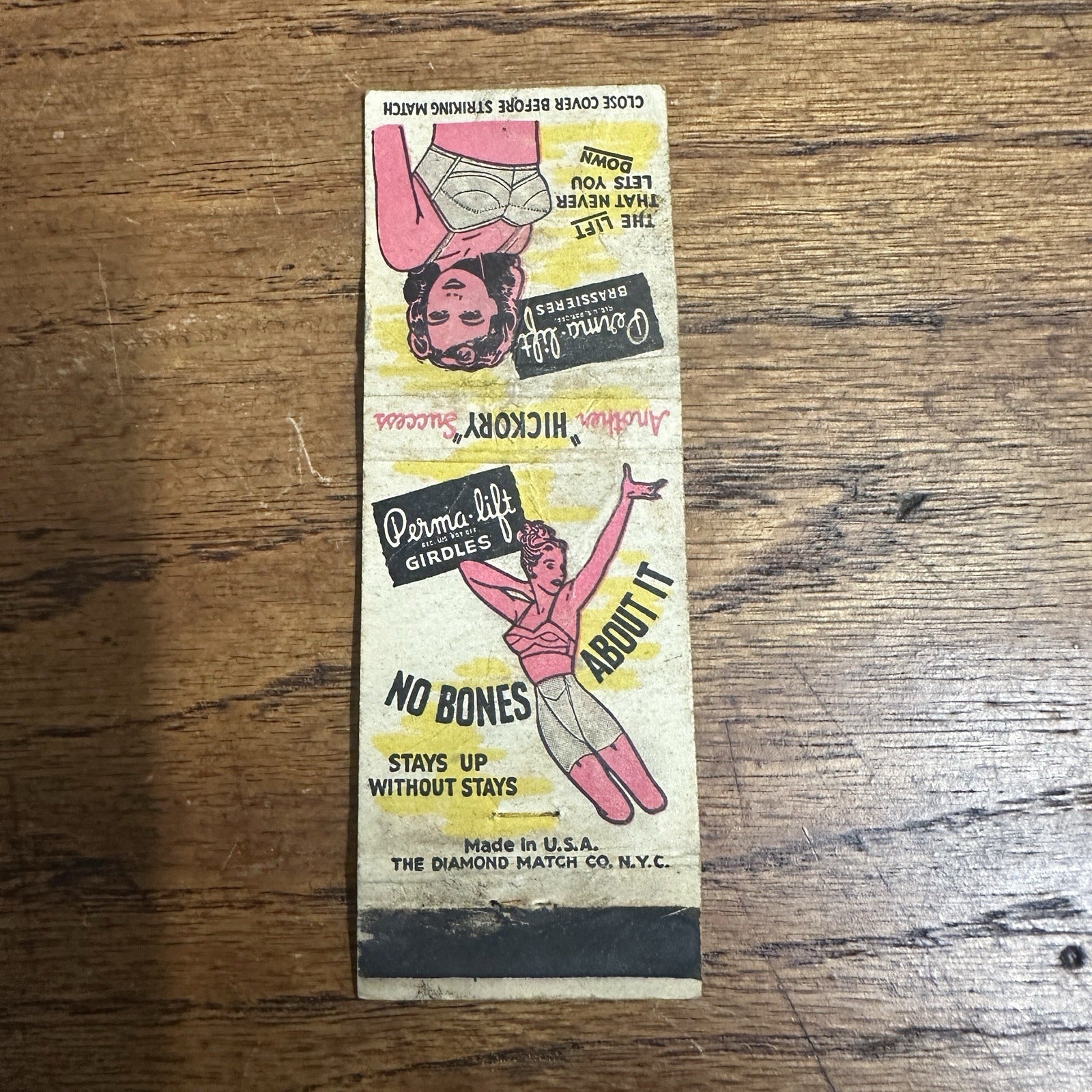 1940s 1950s Pinup Girl Girlie Matchbook Cover Perma-lift Bras Advertising