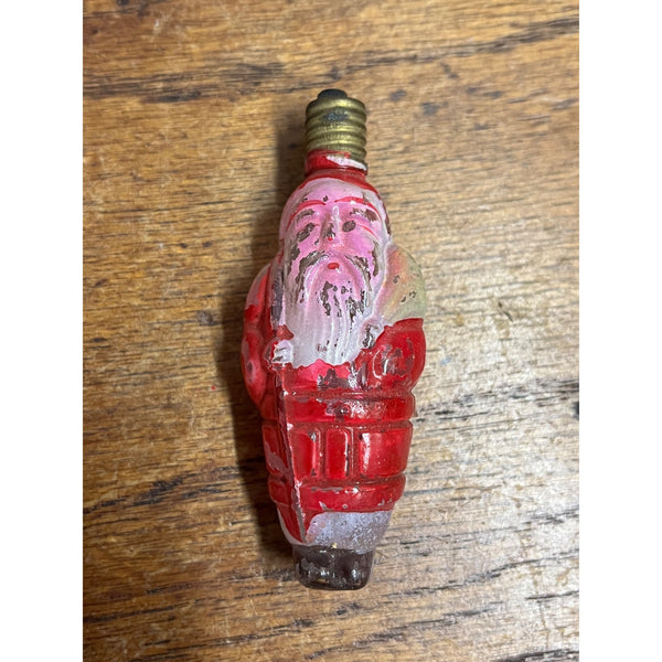 Vintage Santa Claus Glass Figural Light Bulb 3" -- Untested