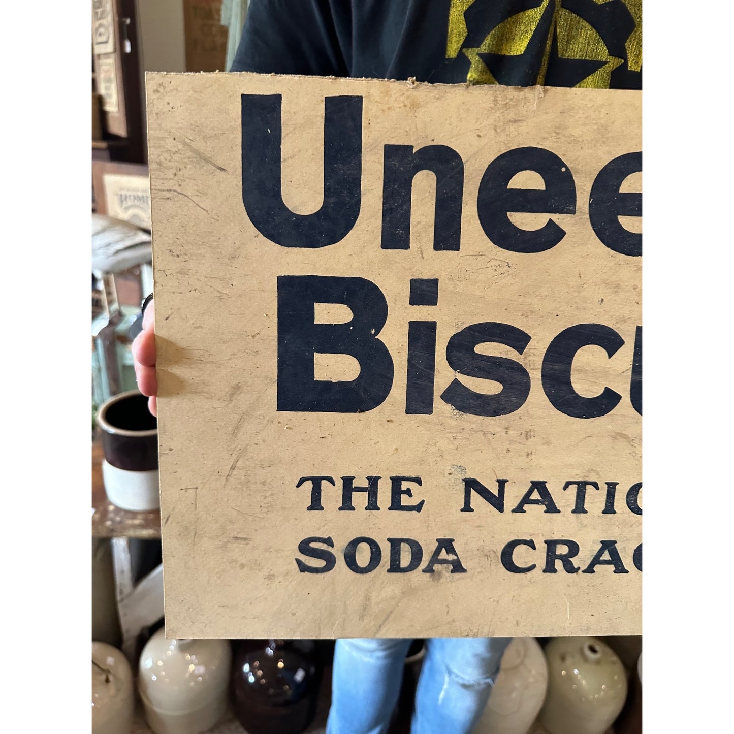 Vintage Uneeda Biscuit Advertising Cardboard Sign General Store Soda Cracker