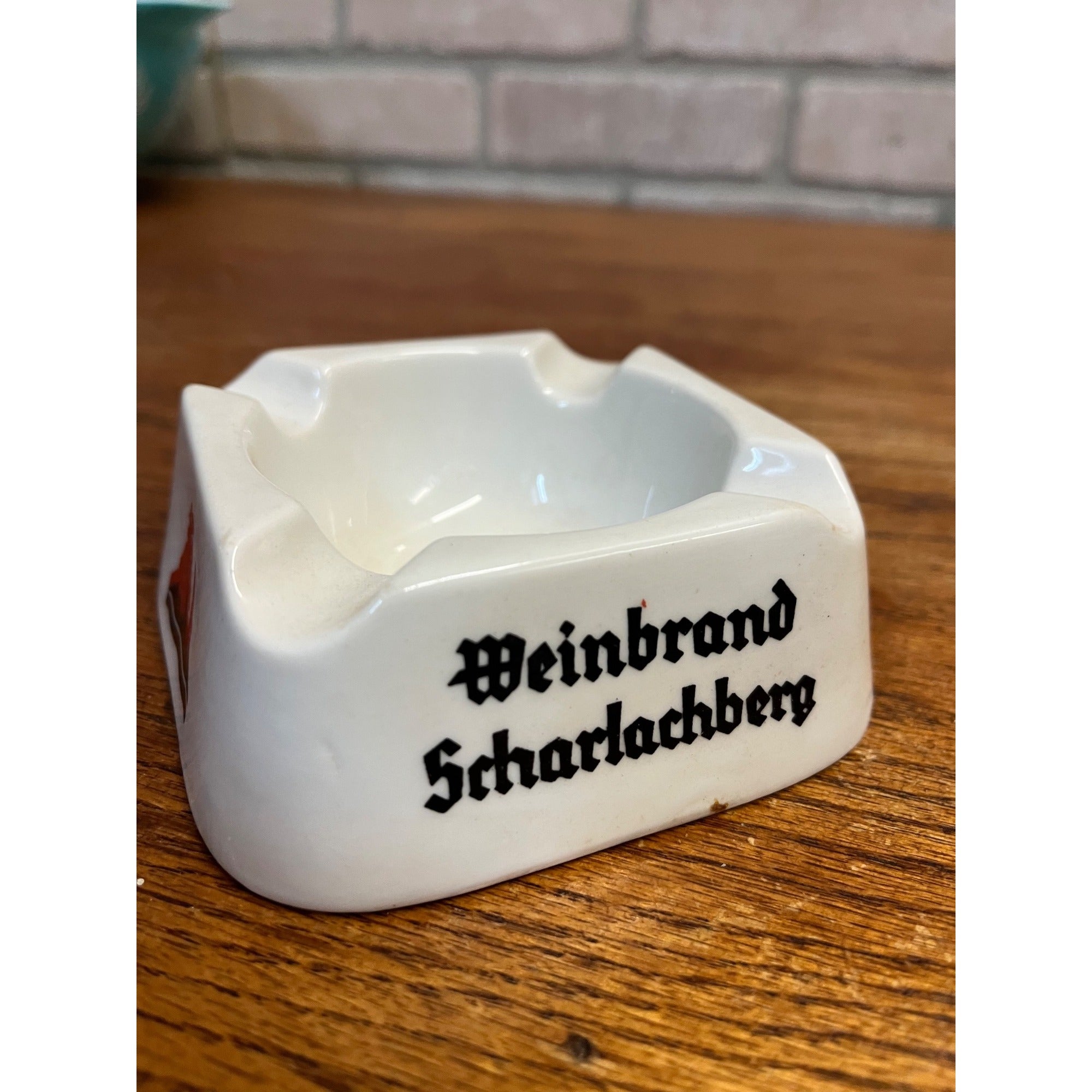 Vintage Scarlet Mountain German Wine Brandy Advertising Ceramic Ashtray Liquor