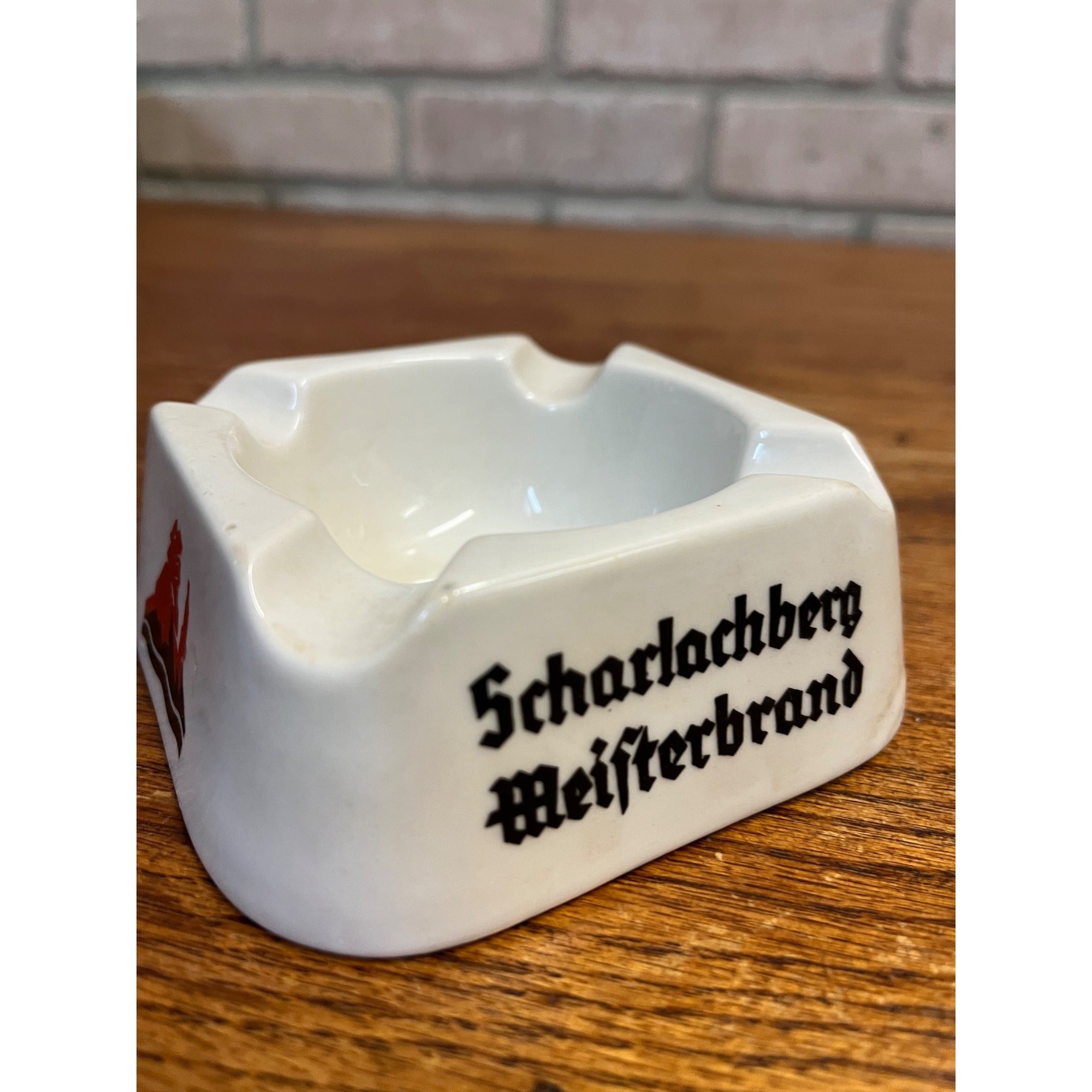 Vintage Scarlet Mountain German Wine Brandy Advertising Ceramic Ashtray Liquor