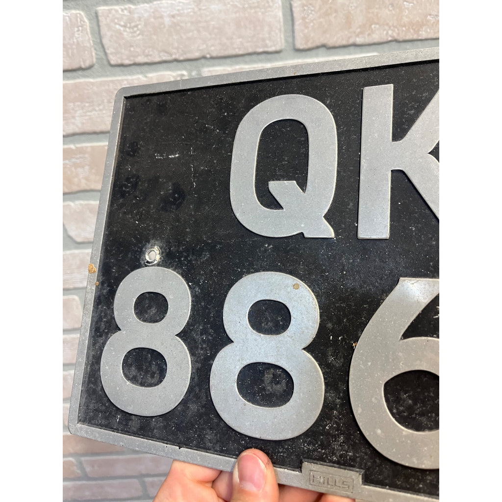 Vintage 1960s Great Britain England Square QK Foreign License Plate Hills