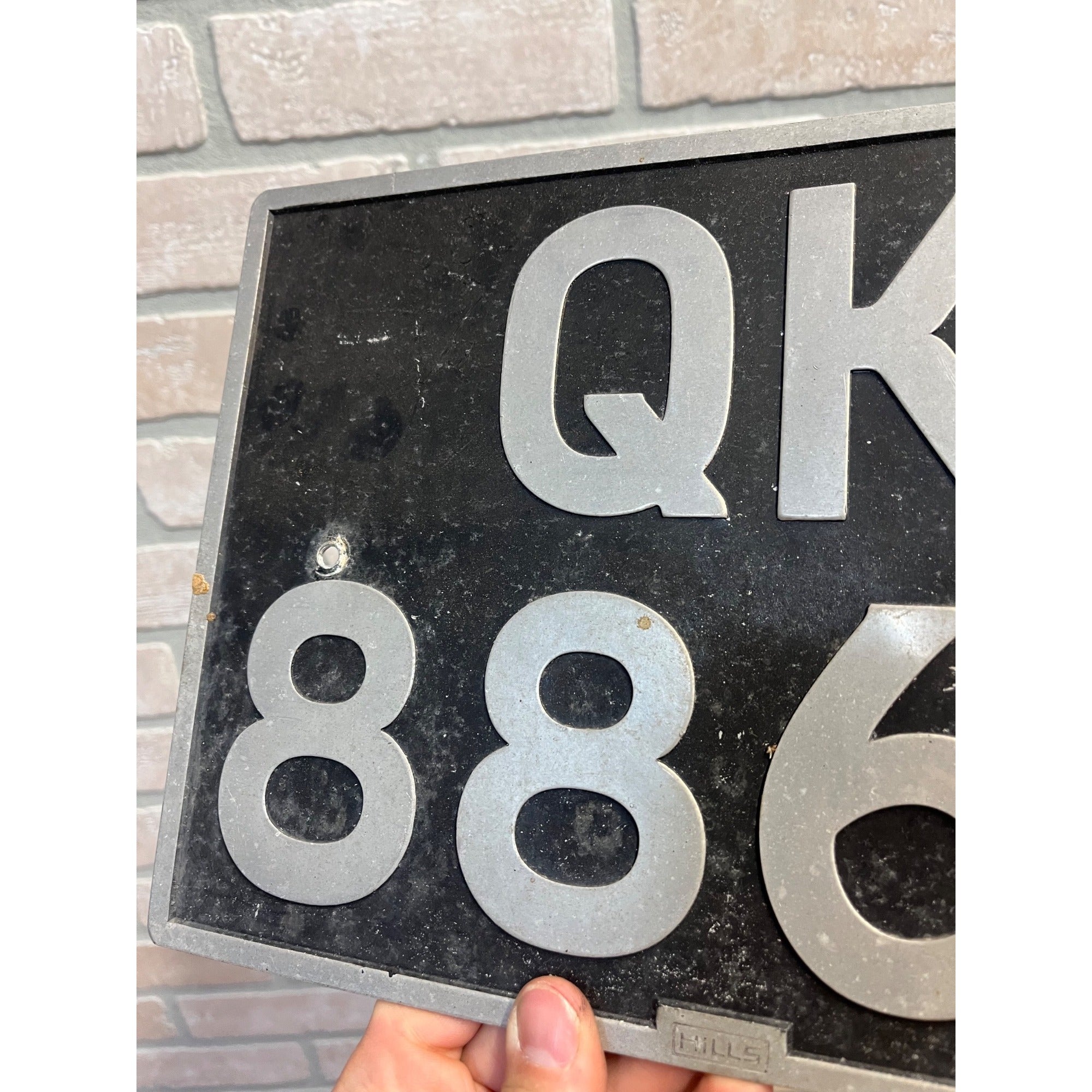 Vintage 1960s Great Britain England Square QK Foreign License Plate Hills