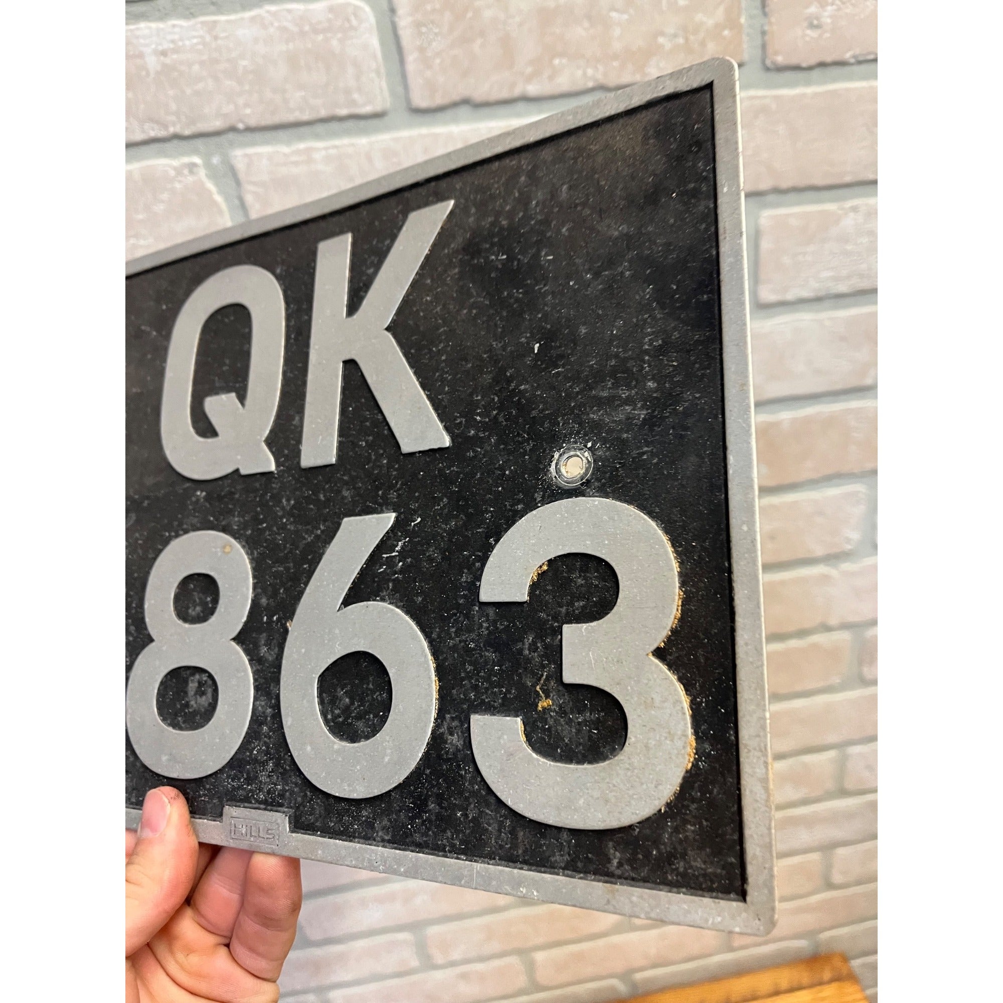 Vintage 1960s Great Britain England Square QK Foreign License Plate Hills
