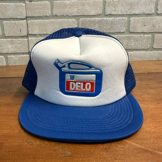 Vintage Chevron Delo Gas Oil Retro Snapback Mesh Trucker Hat Cap