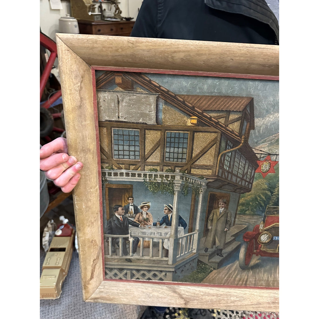 Vintage Pre-Prohibition 1913 Val. Blatz Beer Touring Car Framed Sign