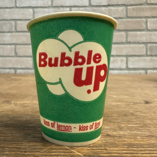 Vintage Bubble Up Soda Paper Wax Cup Promotional Sample