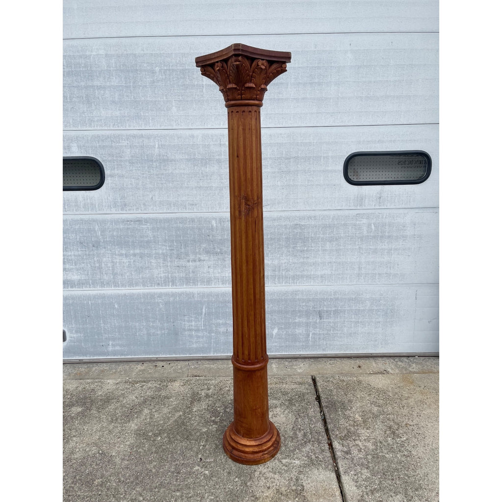 Tall Solid Wood Corinthian Column Pedestal Carved Architectural Display Pillar