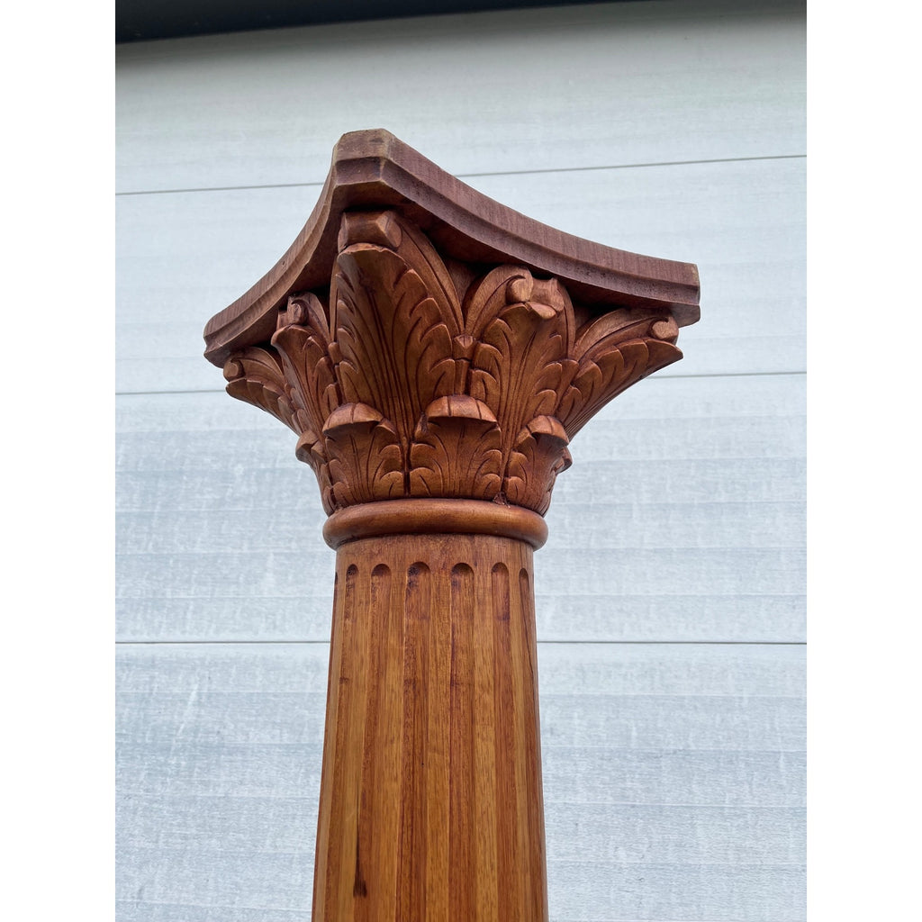 Tall Solid Wood Corinthian Column Pedestal Carved Architectural Display Pillar
