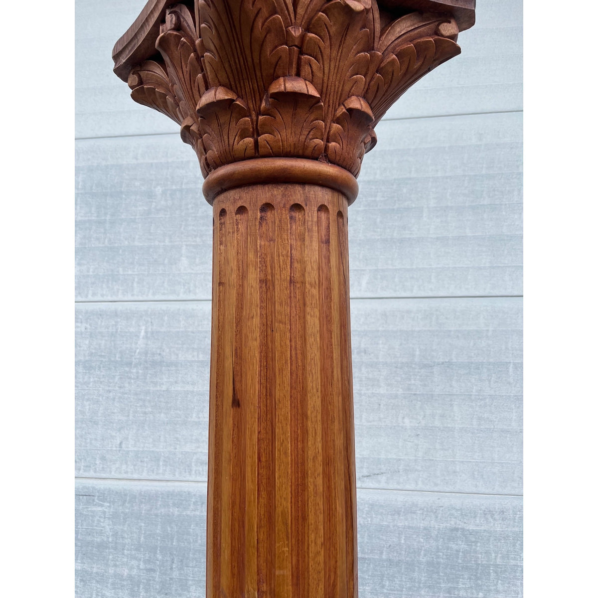 Tall Solid Wood Corinthian Column Pedestal Carved Architectural Display Pillar