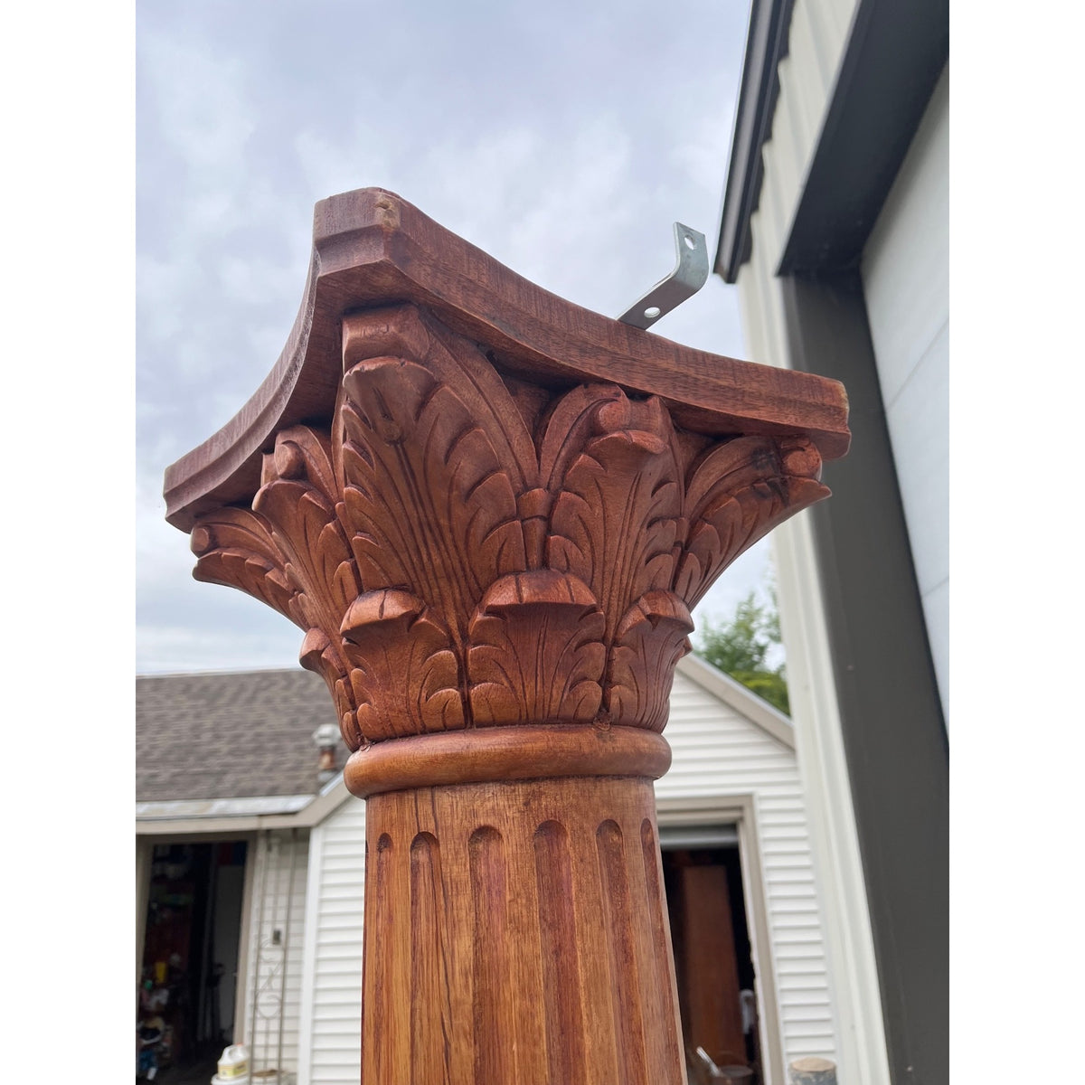 Tall Solid Wood Corinthian Column Pedestal Carved Architectural Display Pillar