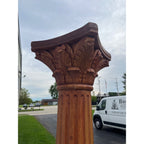 Tall Solid Wood Corinthian Column Pedestal Carved Architectural Display Pillar