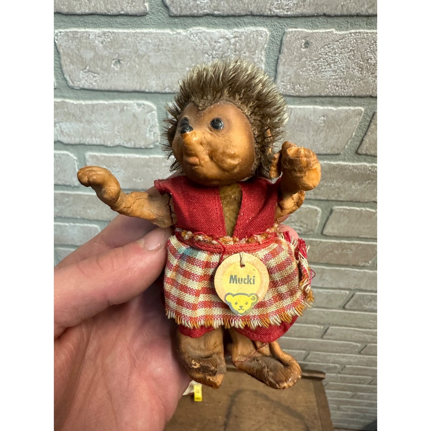 Vintage Steiff Hedgehogs Mucki Micki Mecki Lot (3) Dolls Hand Puppet Germany