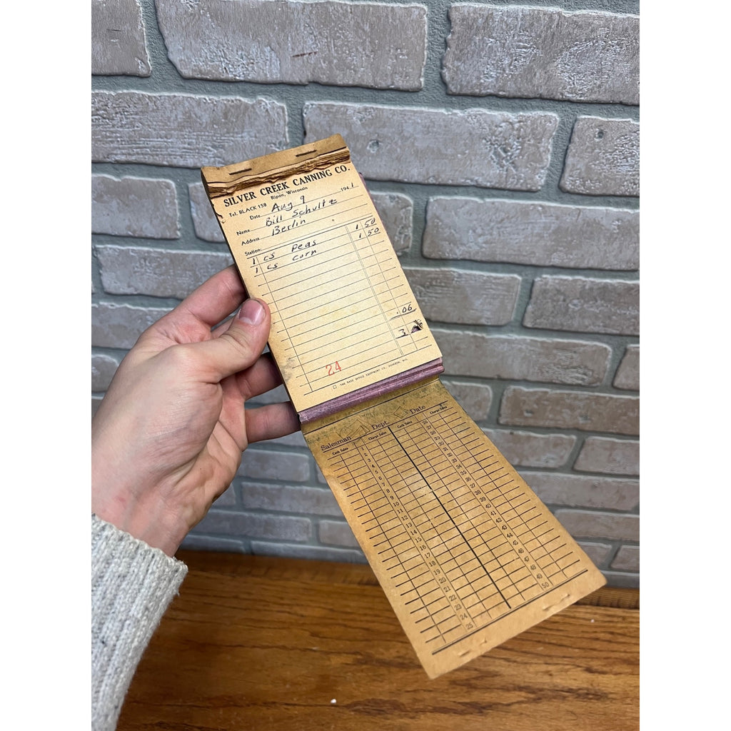 Vintage 1940s Silver Creek Canning Co Ripon Wisconsin Memo Pad Notebook Receipt