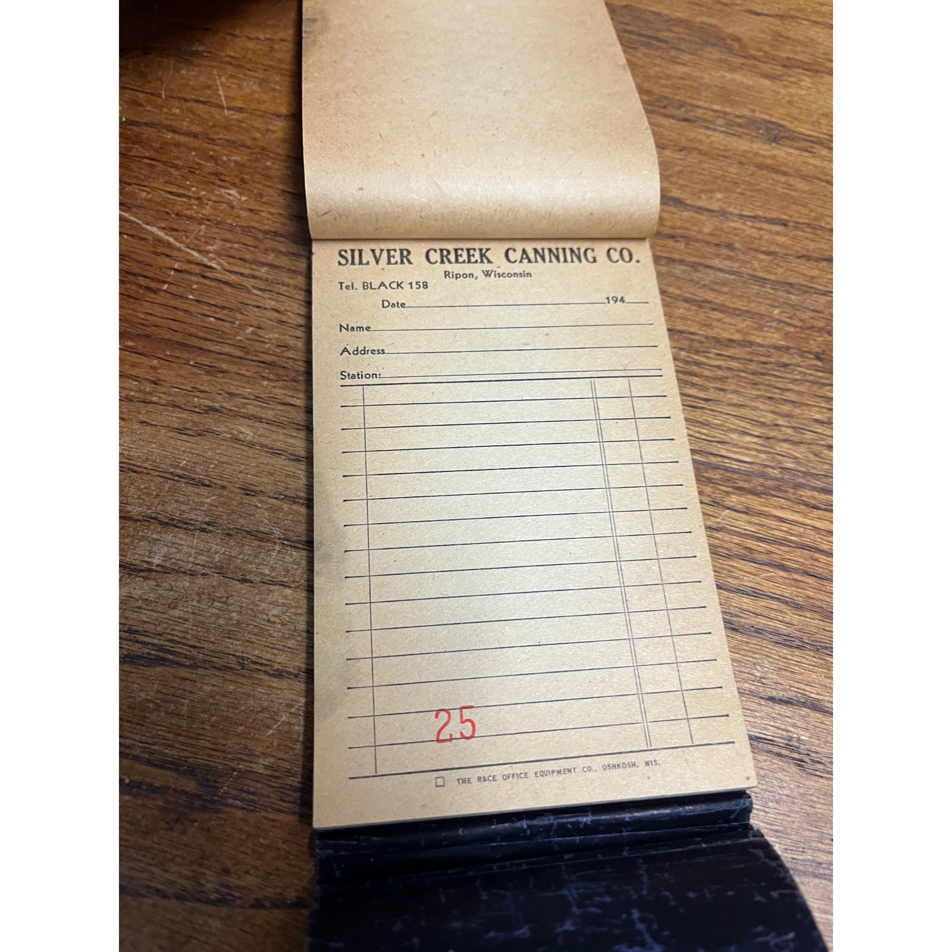 Vintage 1940s Silver Creek Canning Co Ripon Wisconsin Memo Pad Notebook Receipt