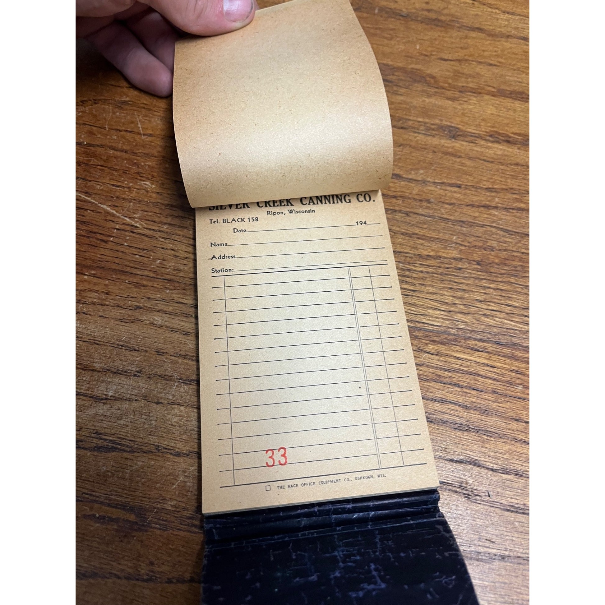 Vintage 1940s Silver Creek Canning Co Ripon Wisconsin Memo Pad Notebook Receipt