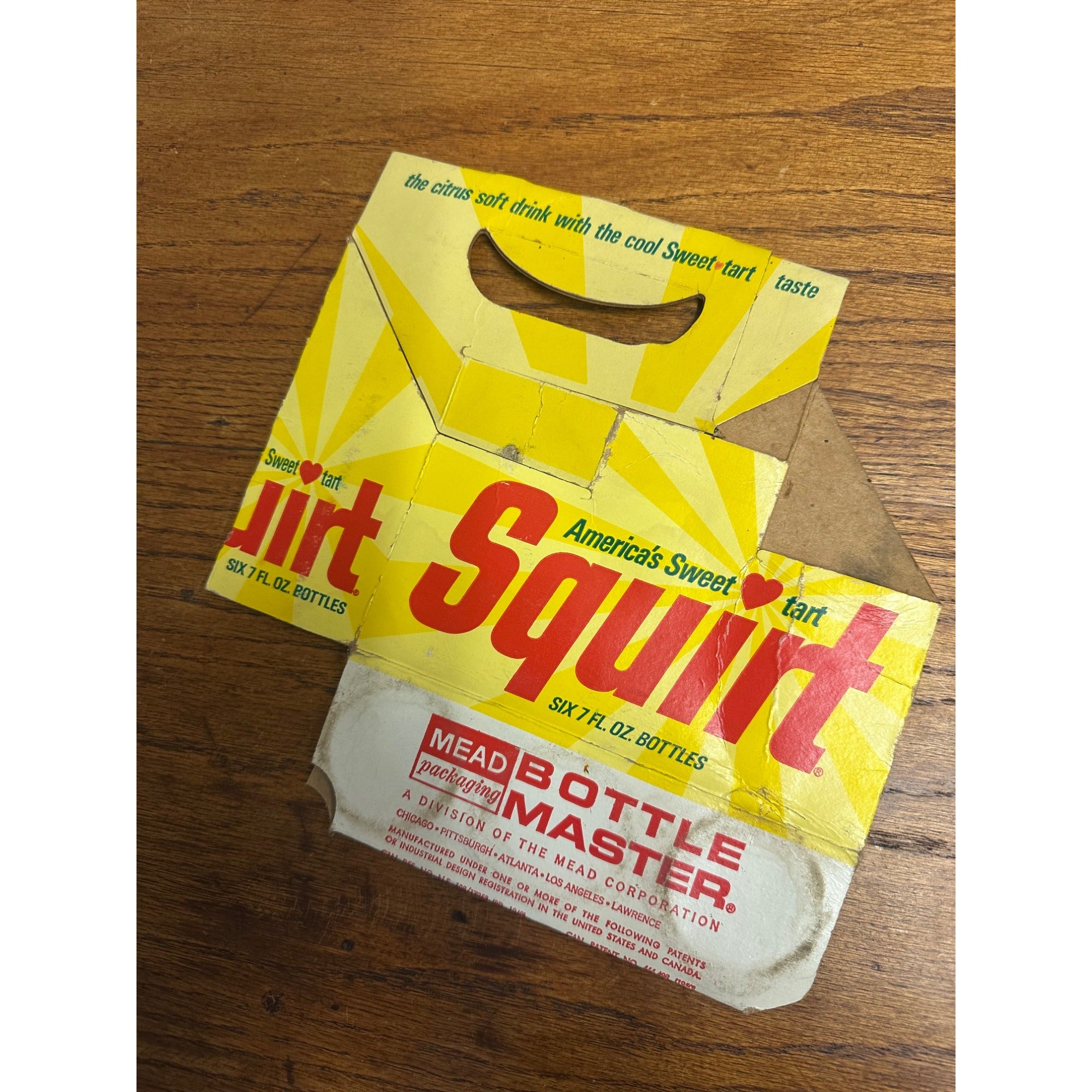 Squirt Soda Sweetart Cardboard Carrier Six Pack Carton Bottle 6-Pack Case Vintage