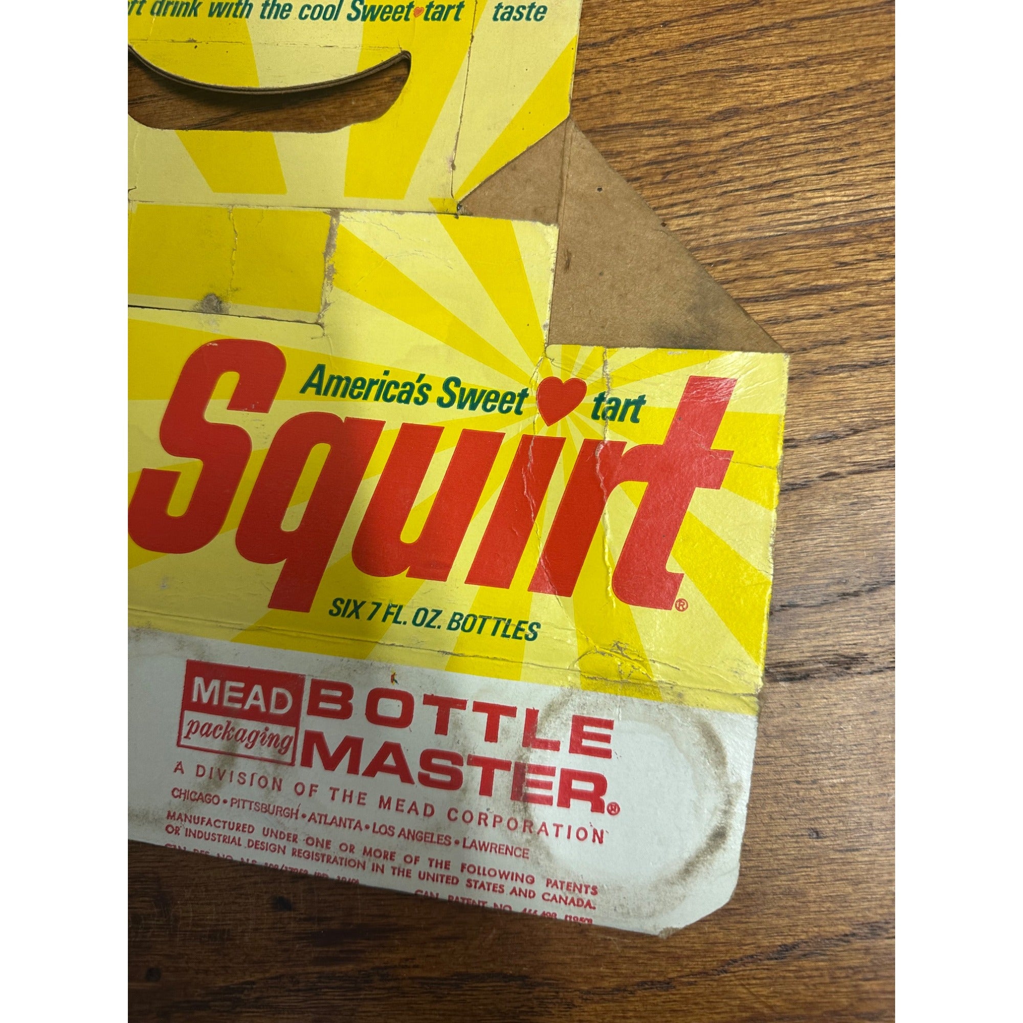 Squirt Soda Sweetart Cardboard Carrier Six Pack Carton Bottle 6-Pack Case Vintage
