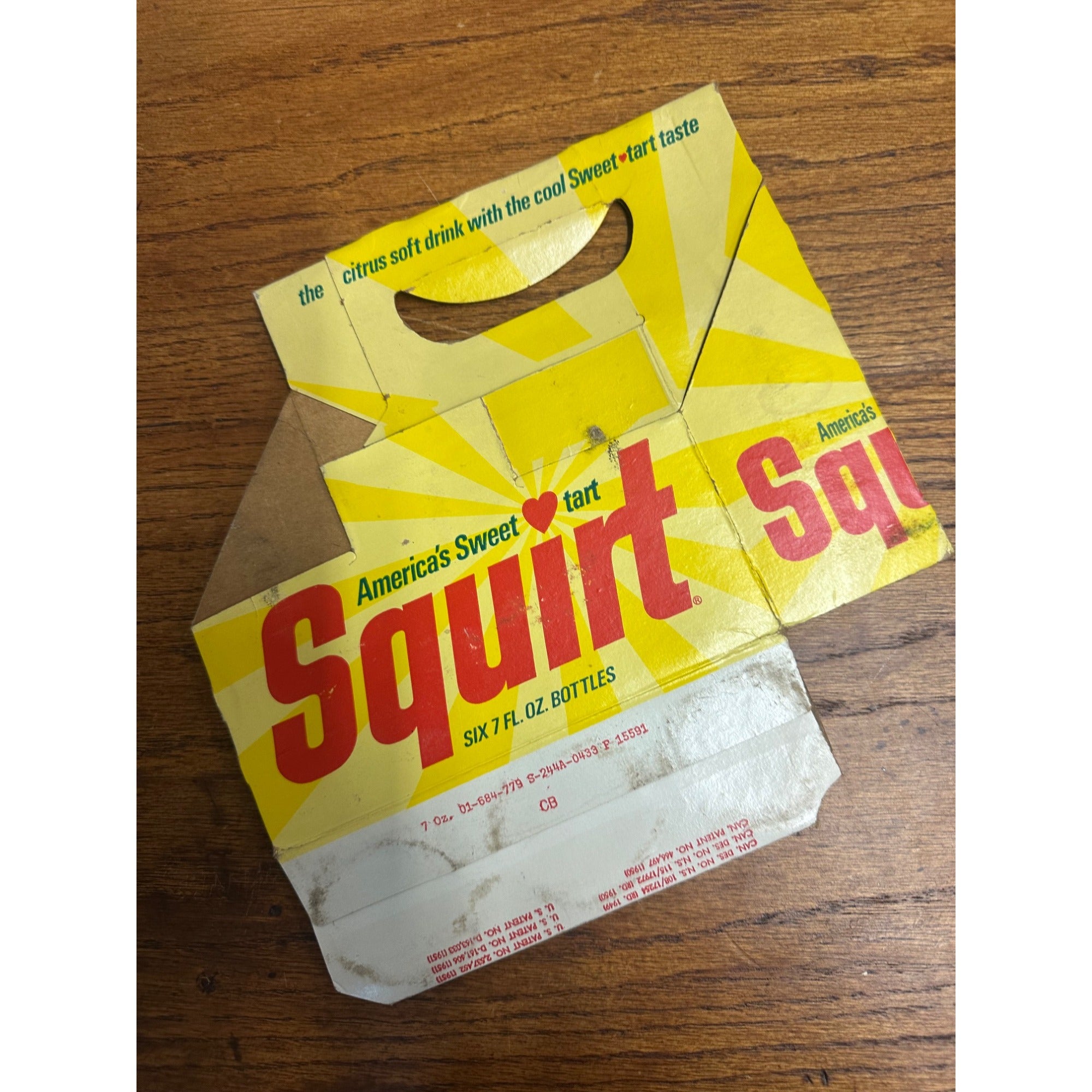 Squirt Soda Sweetart Cardboard Carrier Six Pack Carton Bottle 6-Pack Case Vintage
