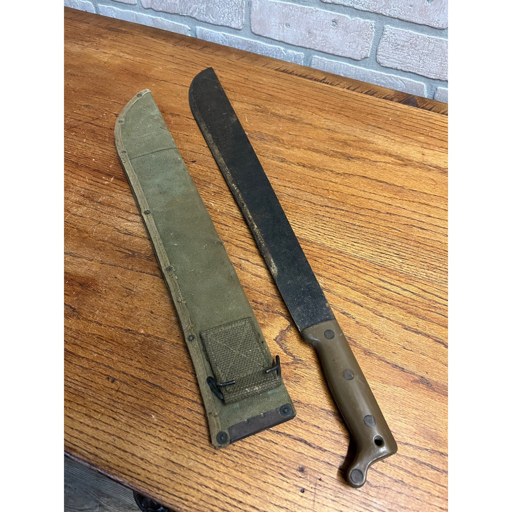 WWII Tu-Temper Machete w/ Original Sheath 1945 Contract Green Handle