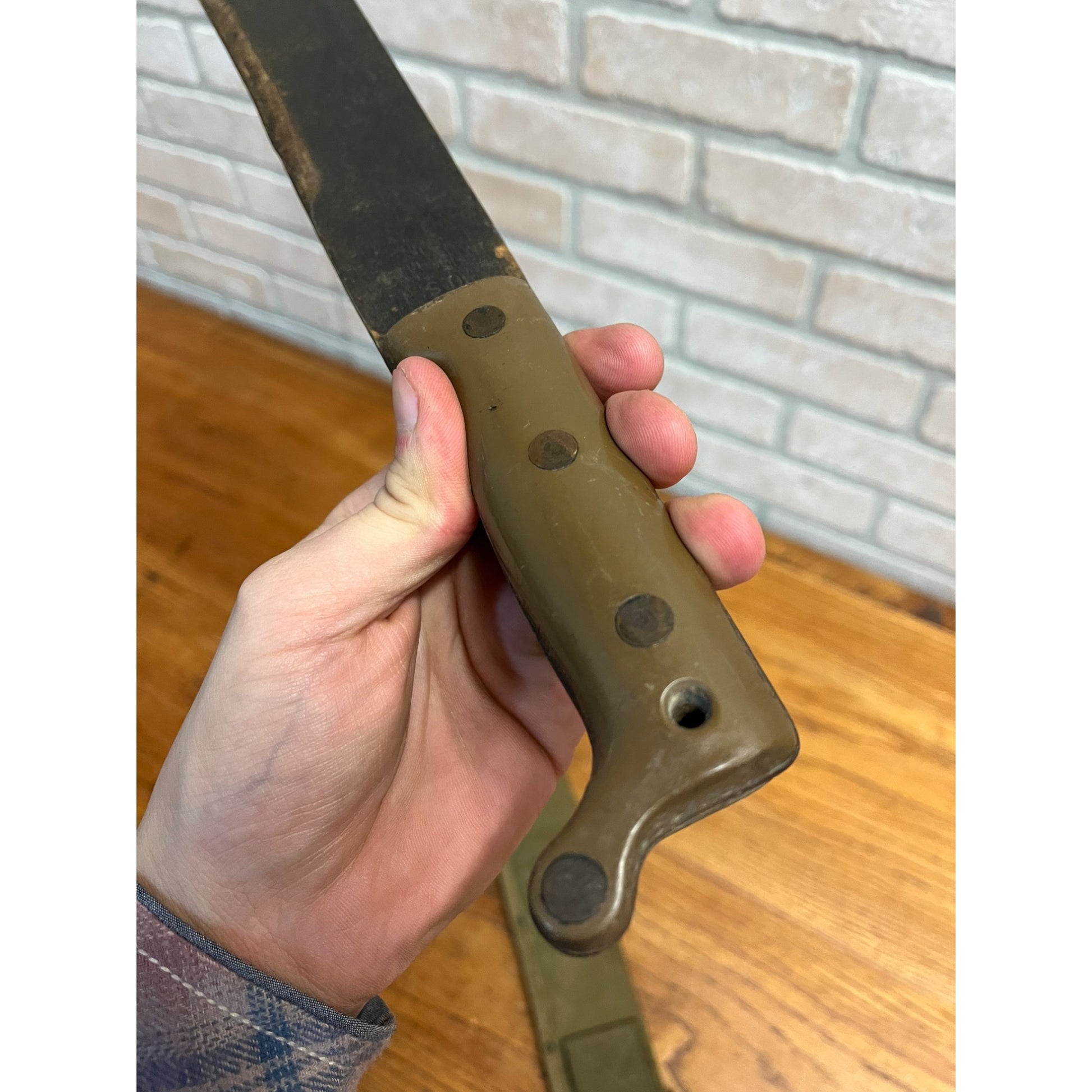 WWII Tu-Temper Machete w/ Original Sheath 1945 Contract Green Handle
