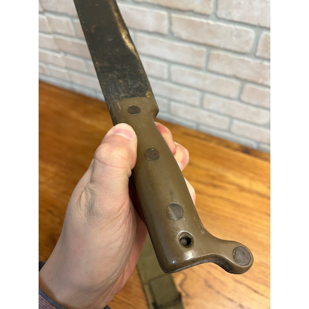 WWII Tu-Temper Machete w/ Original Sheath 1945 Contract Green Handle