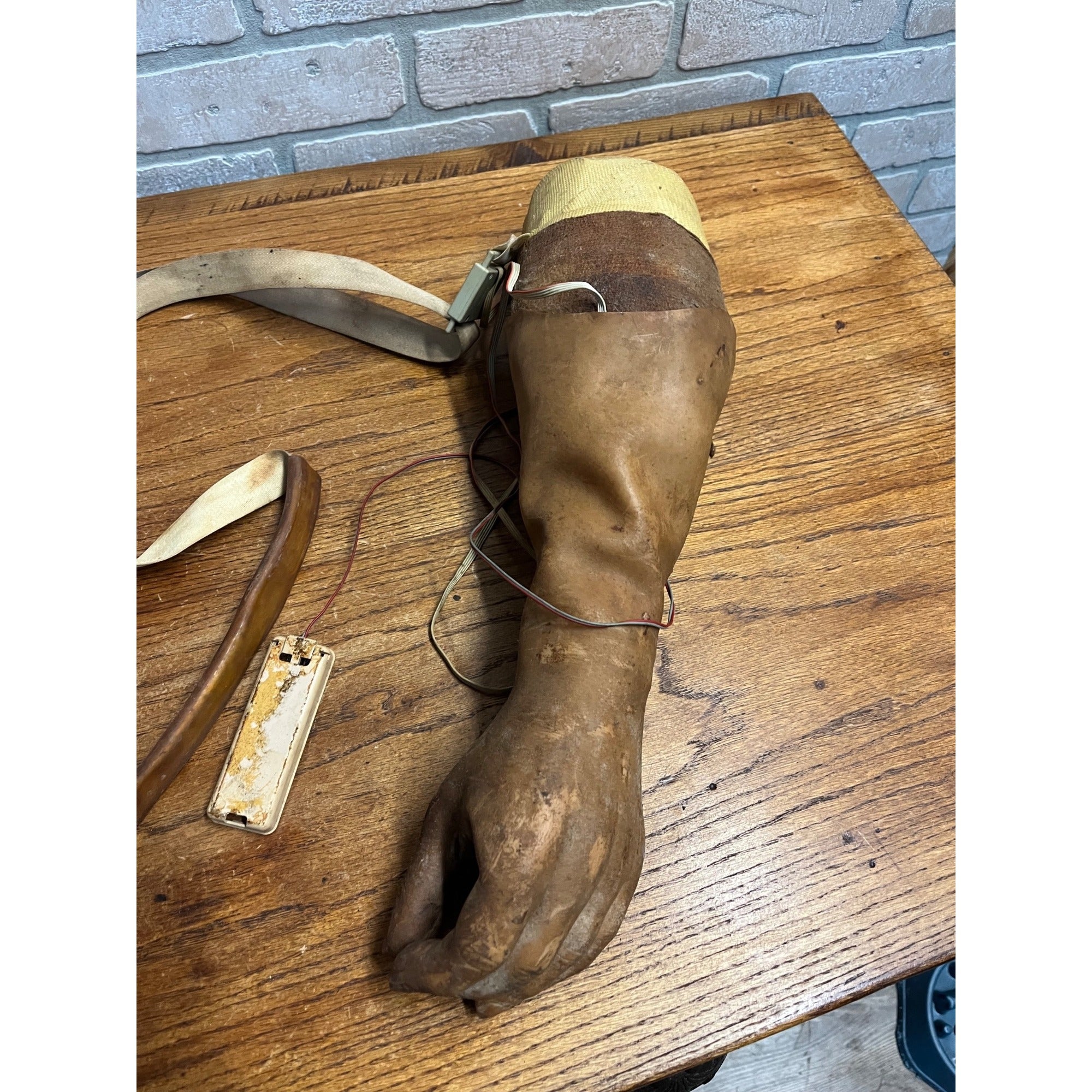 Vintage Prosthetic Arm Left Hand Mechanical Rubber Covered Medical Oddity AS-IS