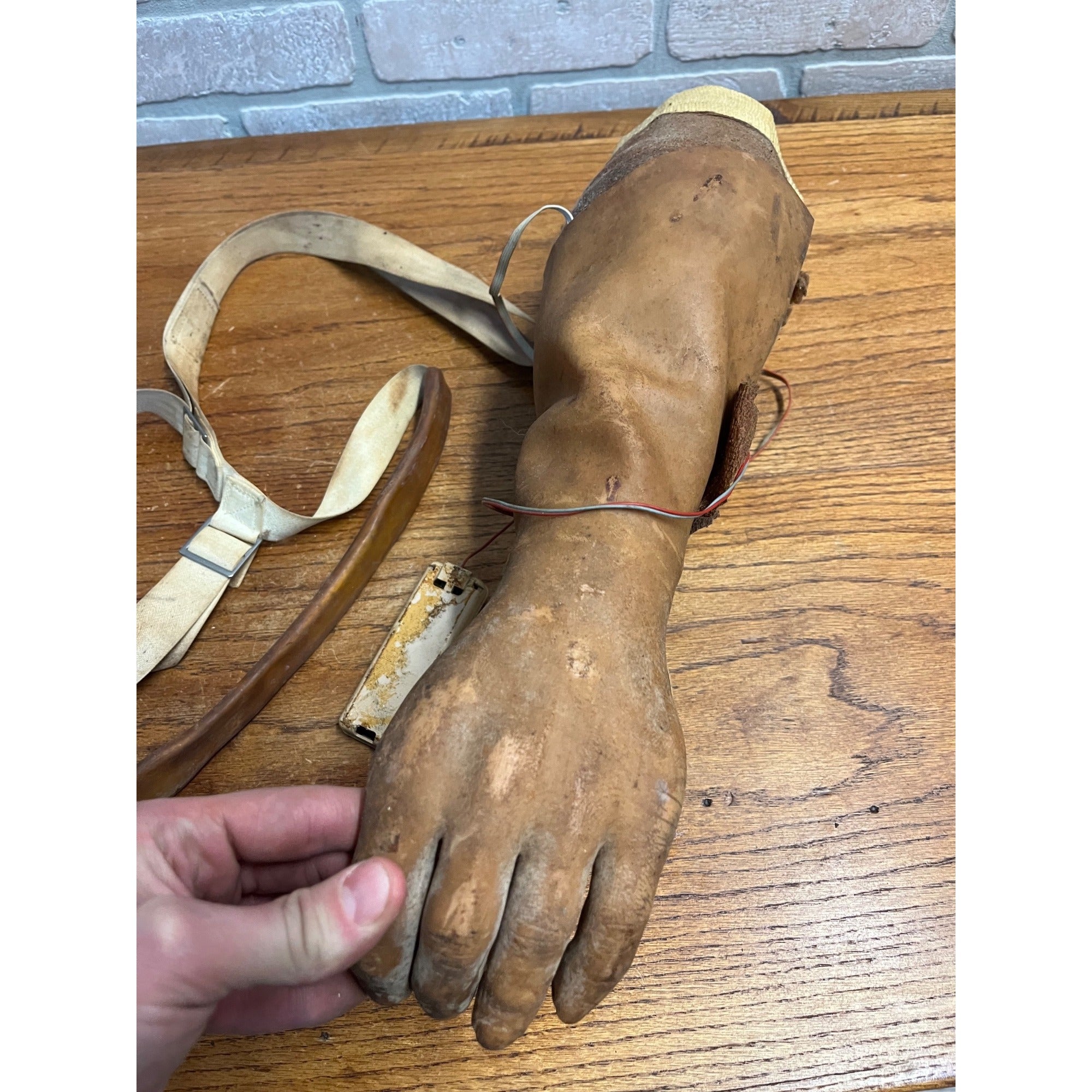Vintage Prosthetic Arm Left Hand Mechanical Rubber Covered Medical Oddity AS-IS