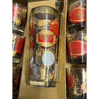 Vintage Jeannette Glass Company Recipe Cocktail Shaker & Glasses 9pc Red/Gold