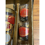 Vintage Jeannette Glass Company Recipe Cocktail Shaker & Glasses 9pc Red/Gold