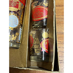 Vintage Jeannette Glass Company Recipe Cocktail Shaker & Glasses 9pc Red/Gold