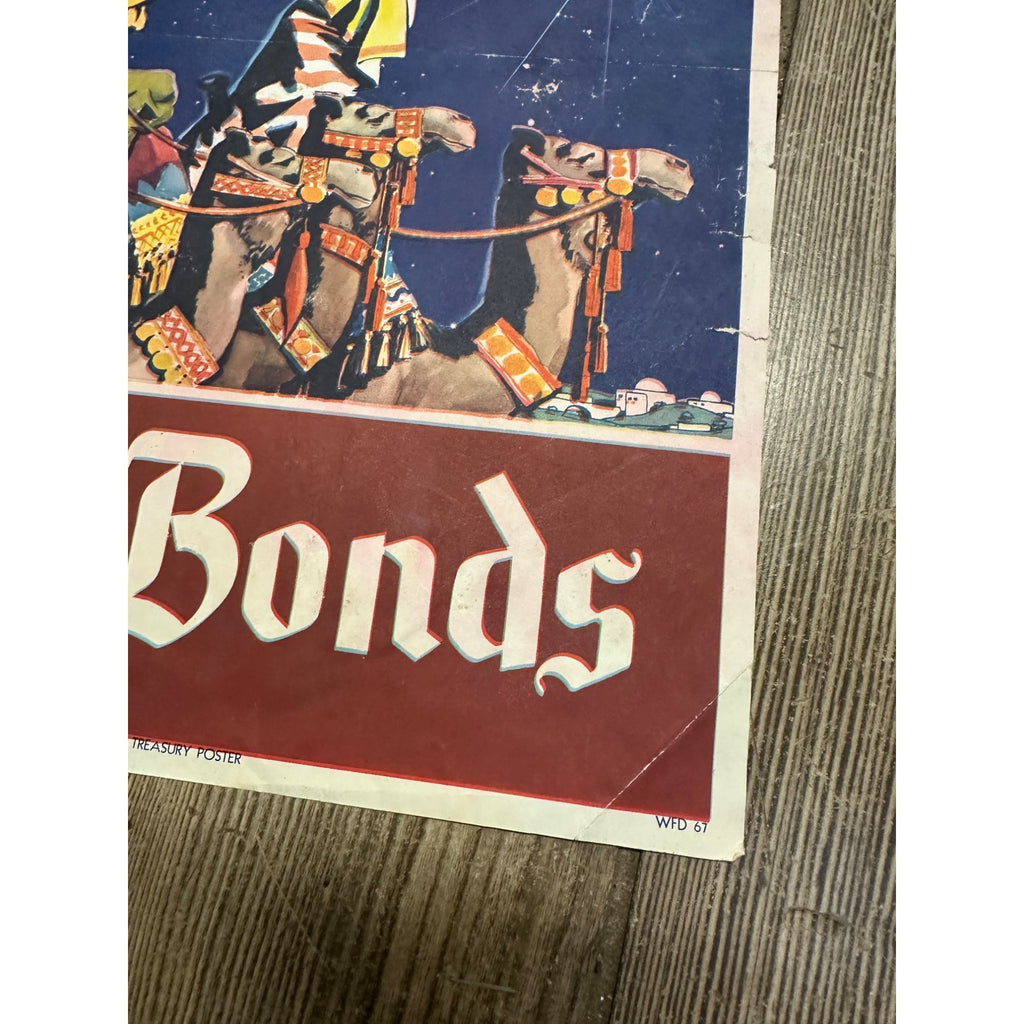 Original World War II Poster -  Wise Men Peace & Security Buy Bonds WWII 9"x13"