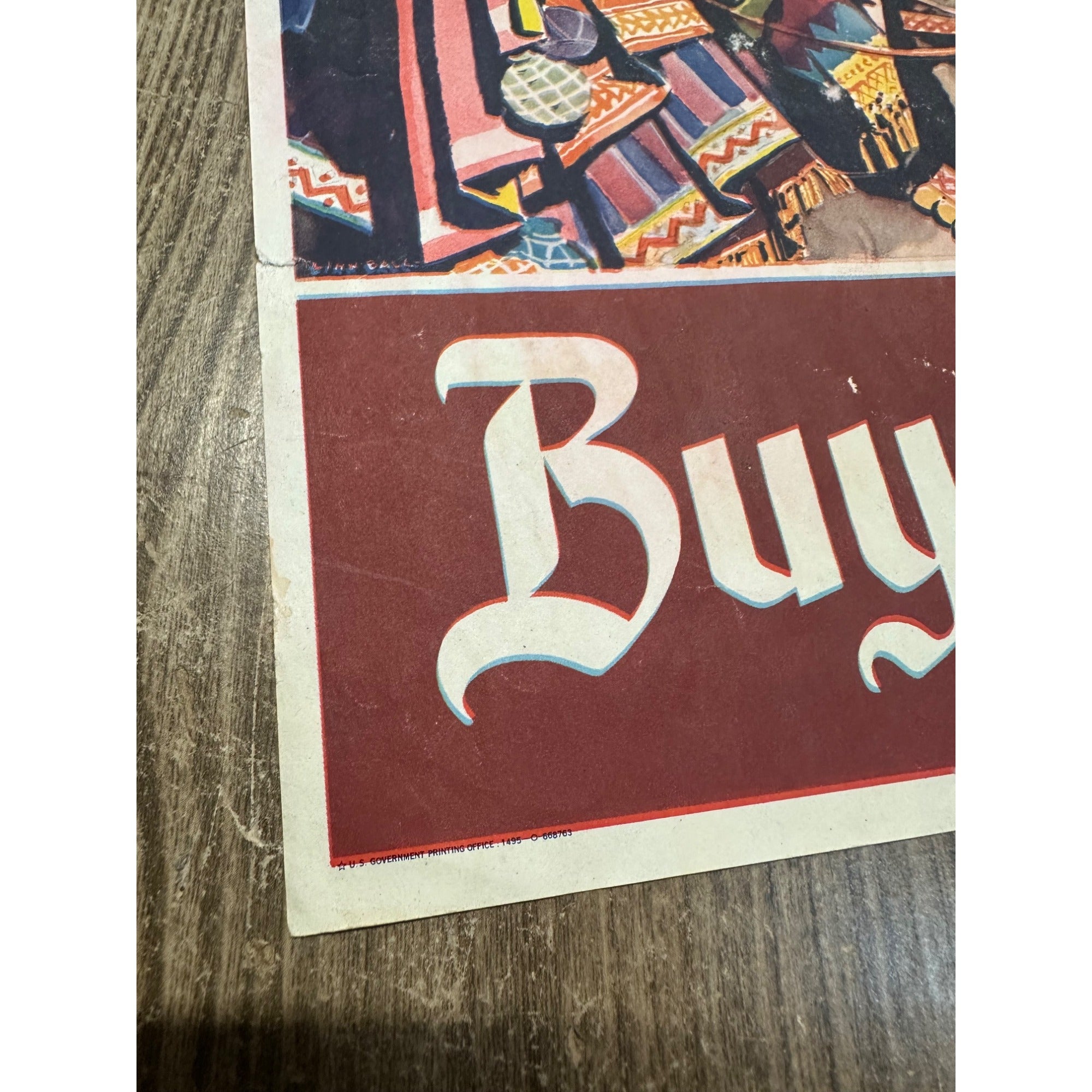 Original World War II Poster -  Wise Men Peace & Security Buy Bonds WWII 9"x13"