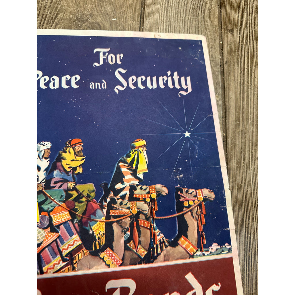 Original World War II Poster -  Wise Men Peace & Security Buy Bonds WWII 9"x13"