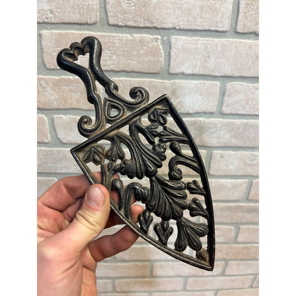 Antique Cast Iron Sad Iron Trivet 1900s Black Metal
